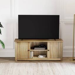 Havendro Flat Screen TV Unit 2 Door 1 Shelf Natural Oak Wax Pine By Home - thumbnail 4