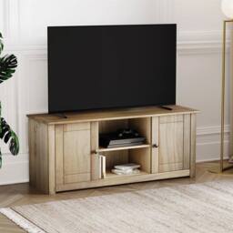 Havendro Flat Screen TV Unit 2 Door 1 Shelf Natural Oak Wax Pine By Home - thumbnail 3