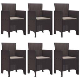 Berkfield Home Modern 7 Piece Garden Dining Set with Cushions Brown Poly Rattan - thumbnail 4