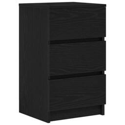 Berkfield Home Bedside Cabinet with 3 Drawers Black 39x35x65 cm - Size: 39 x 35 x 65 cm - thumbnail 1