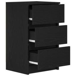 Berkfield Home Bedside Cabinet with 3 Drawers Black 39x35x65 cm - Size: 39 x 35 x 65 cm - thumbnail 5