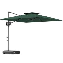 OUTSUNNY Garden Cantilever Parasol w/ Weighted Base Tilt Crank Dark Green - thumbnail 2