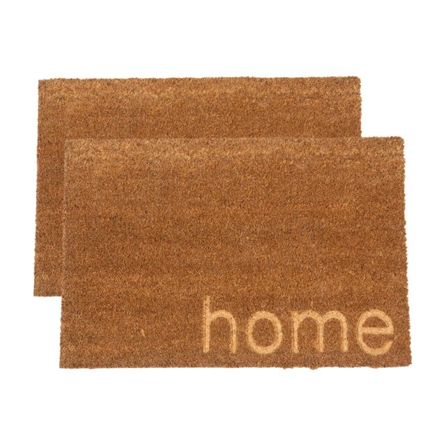 Nicola Spring Coir Door Mats - 60 x 40cm - Embossed Home - Set of 2 in Brown - Size: 40 cm x 60 cm - image 1