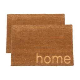 Nicola Spring Coir Door Mats - 60 x 40cm - Embossed Home - Set of 2 in Brown - Size: 40 cm x 60 cm - thumbnail 1