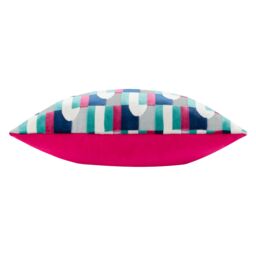 Paoletti Keela Cut Velvet Geometric Cushion in Blue - thumbnail 3