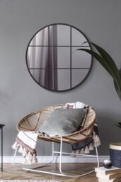 "MirrorOutlet Black Metal Framed Round Window Wall Mirror 31"" X 31"" (80x80CM) - Size: 1 Pack" - thumbnail 1