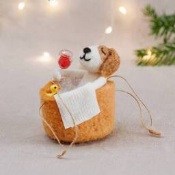 The Alphabet Gift Shop Dog In A Bath Christmas Decoration in Brown - thumbnail 1