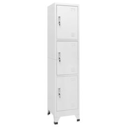 Berkfield Home Locker Cabinet with 3 Compartments 38x45x180 cm in Grey - Size: 38 x 45 x 180 cm - thumbnail 1