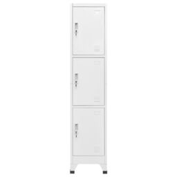 Berkfield Home Locker Cabinet with 3 Compartments 38x45x180 cm in Grey - Size: 38 x 45 x 180 cm - thumbnail 2