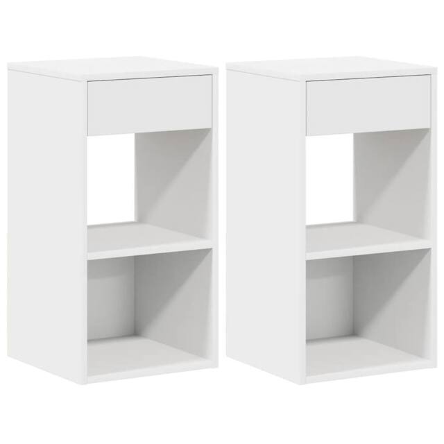 Berkfield Home Bedside Cabinets with Drawer 2 pcs White 35x34x66.5 cm - image 1