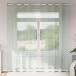 Berkfield Home Voile Curtains with Grommets 2 pcs Light Grey 140x245 cm - thumbnail 2