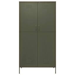 Berkfield Home Wardrobe Olive Green 90x50x180 cm Steel - Size: 90 x 50 x 180 cm - thumbnail 3