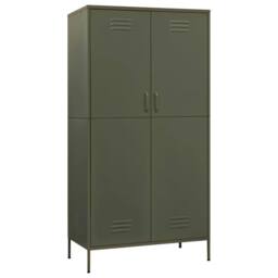 Berkfield Home Wardrobe Olive Green 90x50x180 cm Steel - Size: 90 x 50 x 180 cm - thumbnail 2