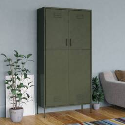 Berkfield Home Wardrobe Olive Green 90x50x180 cm Steel - Size: 90 x 50 x 180 cm