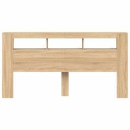 Berkfield Home LED Headboard Sonoma Oak 200 cm Engineered Wood in Light Brown - thumbnail 5