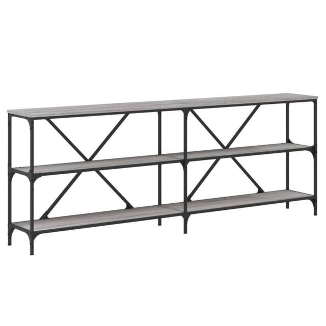 Berkfield Home Console Table Grey Sonoma 200x30x75 cm Engineered Wood & Iron - Size: 200 x 30 x 75 cm - image 1