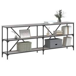 Berkfield Home Console Table Grey Sonoma 200x30x75 cm Engineered Wood & Iron - Size: 200 x 30 x 75 cm - thumbnail 3