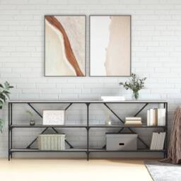 Berkfield Home Console Table Grey Sonoma 200x30x75 cm Engineered Wood & Iron - Size: 200 x 30 x 75 cm - thumbnail 2