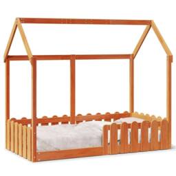 Berkfield Home Kids' House Bed Frame without Mattress Wax Brown 80x160 cm - thumbnail 3