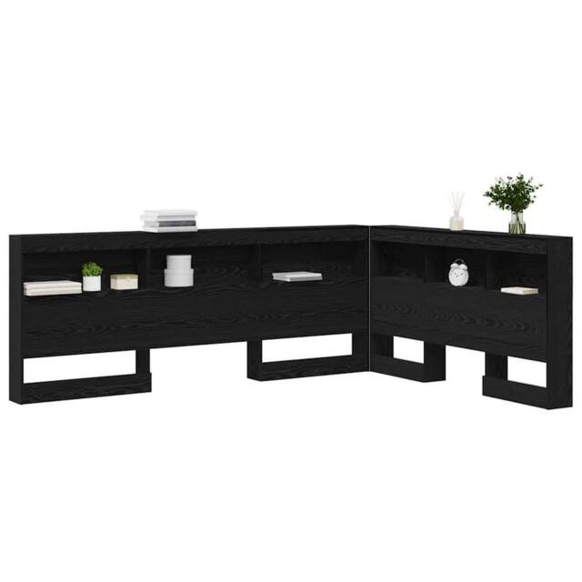 Berkfield Home Storage Headboard with Shelf Black oak 140 cm Engineered wood - image 1