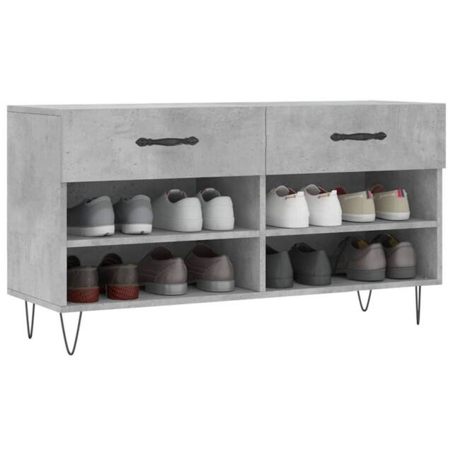 Berkfield Home Shoe Bench Concrete Grey 102x35x55 cm Engineered Wood - Size: 102 x 35 x 55 cm - image 1