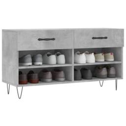 Berkfield Home Shoe Bench Concrete Grey 102x35x55 cm Engineered Wood - Size: 102 x 35 x 55 cm