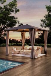 Living and Home 10x10ft Metal Garden Pop Up Gazebo with Lights in Dark Grey - thumbnail 2