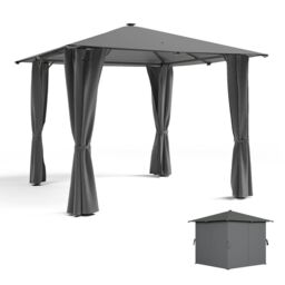 Living and Home 10x10ft Metal Garden Pop Up Gazebo with Lights in Dark Grey - thumbnail 8