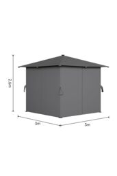 Living and Home 10x10ft Metal Garden Pop Up Gazebo with Lights in Dark Grey - thumbnail 6