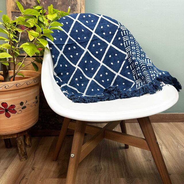 KDMD Handmade Indigo Throw - 170x120cm - Midnight Heerak in Blue - Size: 170x120 cm - image 1