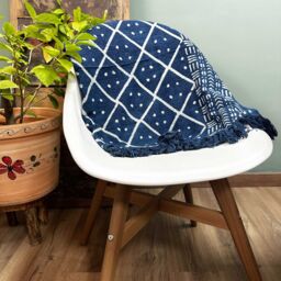 KDMD Handmade Indigo Throw - 170x120cm - Midnight Heerak in Blue - Size: 170x120 cm - thumbnail 1