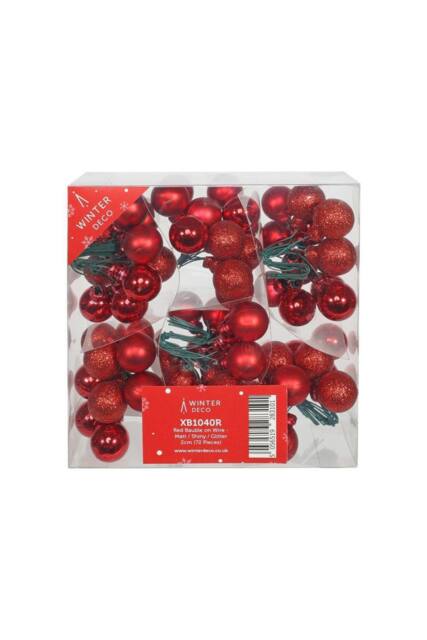KDMD Red Bauble on Wire - Matt Shiny Glitter 72 Pack - image 1