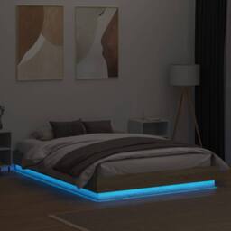 Berkfield Home Bed Frame with LED without Mattress Sonoma Oak 160x200 cm in Brown - thumbnail 4