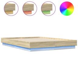 Berkfield Home Bed Frame with LED without Mattress Sonoma Oak 160x200 cm in Brown - thumbnail 1