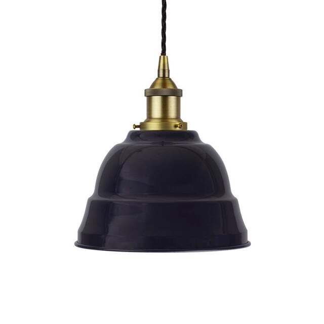 SE Home Navy Blue Lincoln Pendant Light - Matt Antique Brass - Black Twisted - image 1