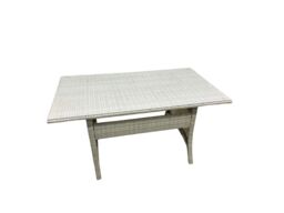 Fimous Rattan Garden Furniture Set with Rectangular Dining Table & Dining Chairs 6 Seater Light Grey Mixed - thumbnail 3
