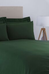 Martex Poetry Plain Dyed Duvet Cover Set in Bottle Green - Size: Single - thumbnail 2