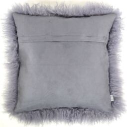 SNUGRUGS Mongolian Long Curly Wool Sheepskin Cushion with Cushion - 60cm x 60cm in Grey - Size: 60 cm x 60 cm - thumbnail 2