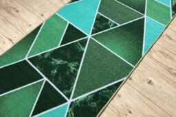 RugsX Anti-Slip Triangles Runner in Green - Size: 57 cm x 150 cm - thumbnail 4