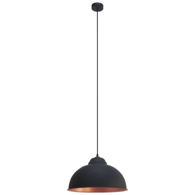 Loops Hanging Ceiling Pendant Light Black & Copper Dome Bowl Shade 1 x 60W E27 Bulb - image 1