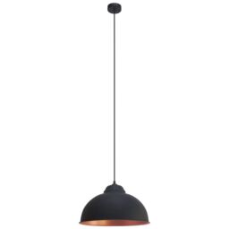 Loops Hanging Ceiling Pendant Light Black & Copper Dome Bowl Shade 1 x 60W E27 Bulb - thumbnail 1