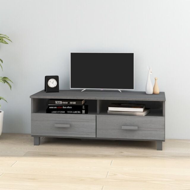 Berkfield Home TV Cabinet HAMAR Dark Grey 106x40x40 cm Solid Wood Pine - Size: 106 x 40 x 40 cm - image 1