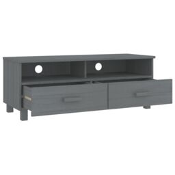 Berkfield Home TV Cabinet HAMAR Dark Grey 106x40x40 cm Solid Wood Pine - Size: 106 x 40 x 40 cm - thumbnail 5