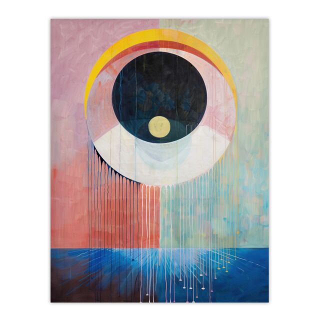 "Artery8 Abstract Circle Eye Dripping Artwork Modern Wall Art Print - Size: W24"" x H32""" - image 1