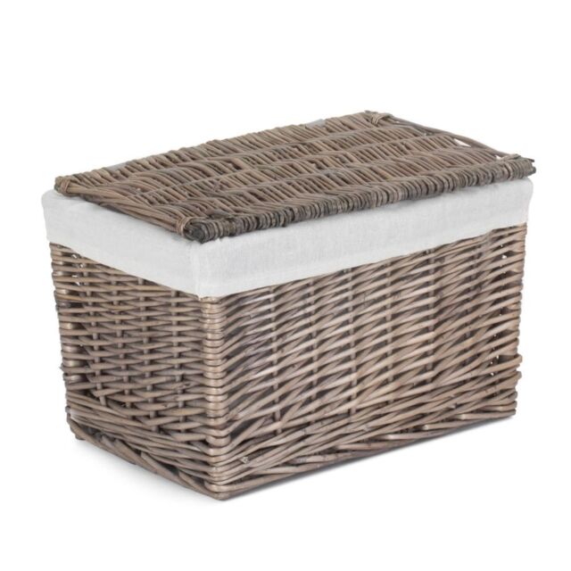Red Hamper Wicker Taupe Wash Finish Storage Hamper Basket in Grey - image 1
