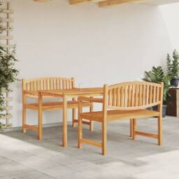 Berkfield Home 3 Piece Garden Dining Set Solid Wood Teak in Brown