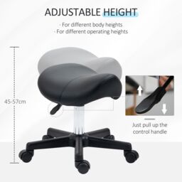 HOMCOM Saddle Stool Adjustable Rolling Salon Chair for Massage Spa Beauty in Black - thumbnail 4