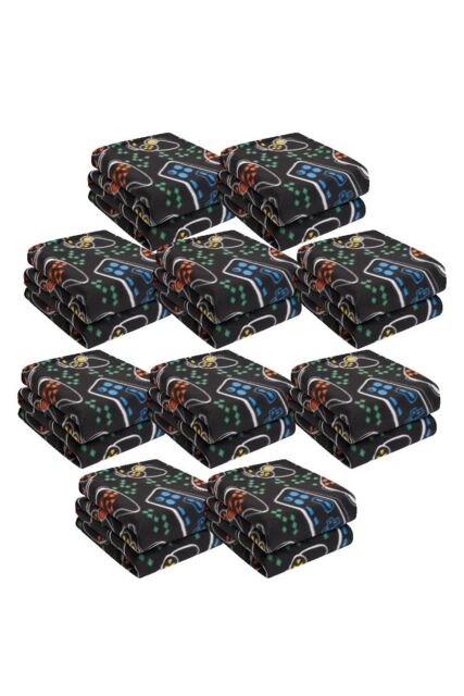 OHS Pack of 10 Printed Fleece Blanket Throw in Black - Size: 120 cm x 150 cm - image 1