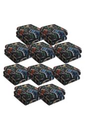 OHS Pack of 10 Printed Fleece Blanket Throw in Black - Size: 120 cm x 150 cm - thumbnail 1