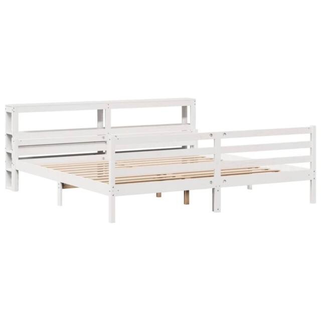 Berkfield Home Beautiful Bed Frame with Headboard without Mattress White 200x200 cm - image 1